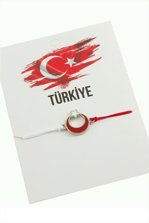 Ay Yıldız İp Bileklik - Kırmızı