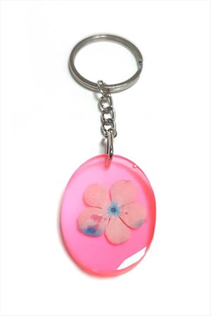 Kartopu Çiçeği Oval Epoksi Anahtarlık - Açık Pembe