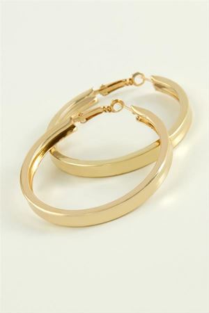 Kare Düz Halka Küpe 6 cm - Sarı