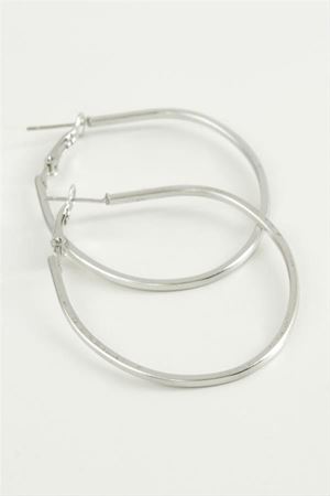 Oval Halka Küpe 4,5 cm - Gümüş Rengi
