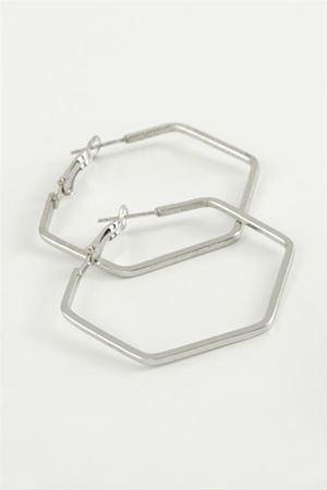 Beşgen Halka Küpe 4 cm - Gümüş Rengi