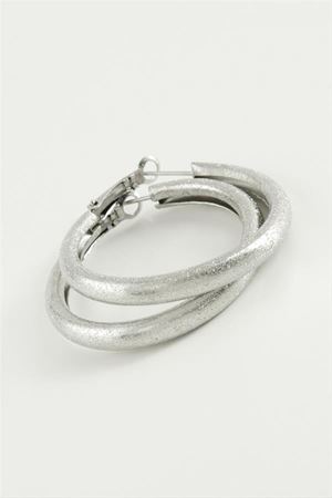 Simli Boru Halka Küpe 3,5 cm - Gümüş Rengi