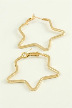 Yıldız Halka Küpe 4 cm - Sarı