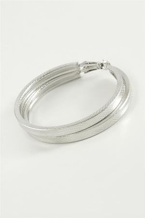 Ezme Noktalı Halka Küpe 5 cm - Gümüş Rengi