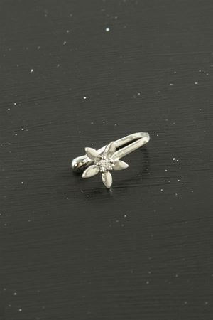 Çiçek Tragus Zirkon Taşlı Piercing 1 Adet - Gümüş Rengi