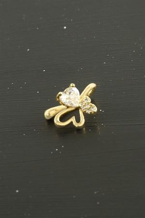 Kalp Tragus Zirkon Taşlı Piercing 1 Adet - Sarı