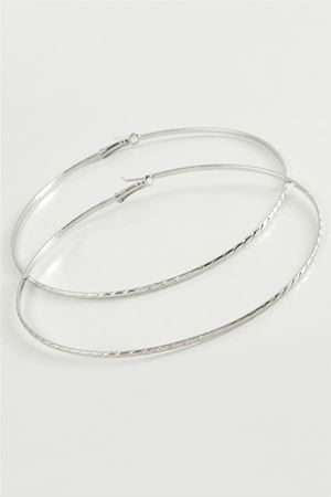 Zincir Çizgili Metal Halka Küpe 8-9-10 cm