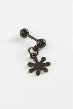 Çiçek Çelik Piercing 1 Adet - Siyah