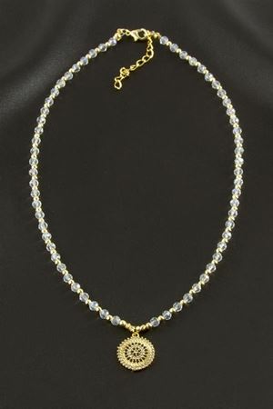 Nazar Zirkon Taşlı Kristal Kolye - Sarı