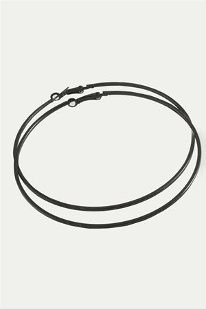 Ezme Çizgili Metal Halka Küpe 8-9-10 cm - Siyah