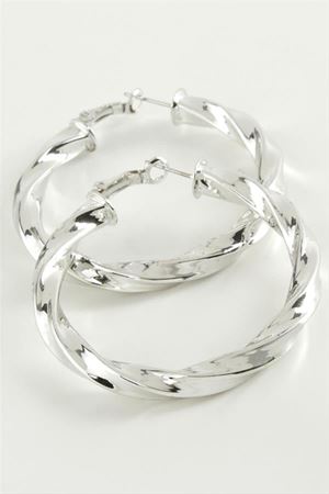 Burgulu Halka Küpe 6 cm - Gümüş Rengi