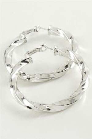 Burgulu Halka Küpe 6 cm - Gümüş Rengi