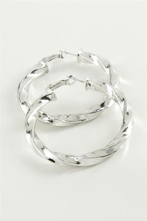 Burgulu Halka Küpe 4,5 cm - Gümüş Rengi
