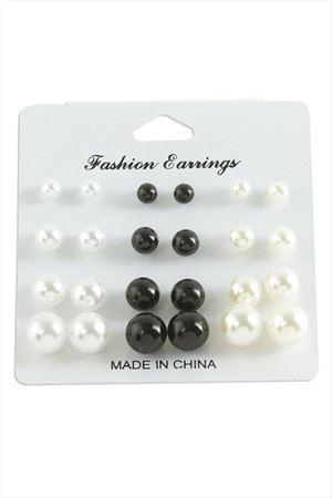 Kartlı İnci Küpe 24 Adet - Ebruli