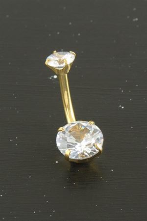 Yuvarlak Zirkon Taşlı Çelik Piercing 1 Adet - Sarı