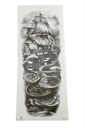 Gemi Tattoo Kol Dövme Sticker - Siyah
