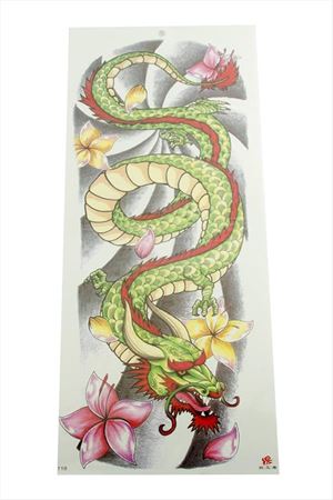 Ejderha Tattoo Kol Dövme Sticker - Yeşil