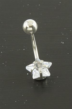 Yıldız Zirkon Taşlı Çelik Piercing 1 Adet - Gümüş Rengi