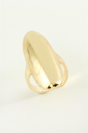 Oval Metal Yüzük - Sarı
