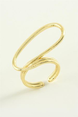 Oval Metal Yüzük - Sarı