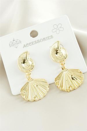 İstiridye Metal Küpe - Sarı