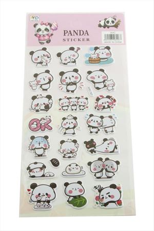 Panda Kabartmalı Sticker - Beyaz
