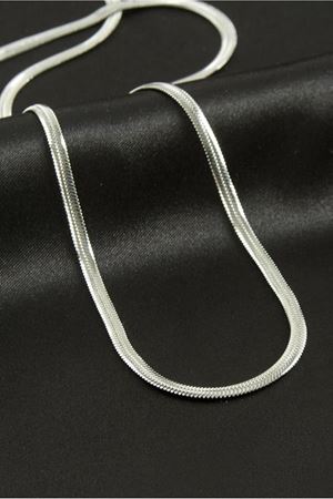 İtalyan Zincir Çelik Kolye 55 cm - Gümüş Rengi