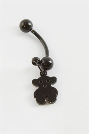 Ayıcık Çelik Piercing 1 Adet - Siyah