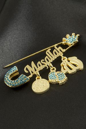 Maşallah Yazılı Broş - Turkuaz