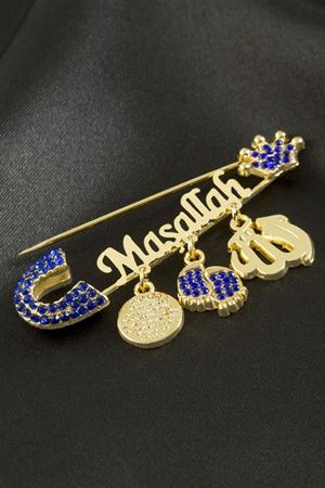 Maşallah Yazılı Broş - Mavi