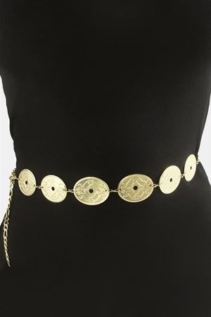 Oval Metal Zincir Kemer - Sarı