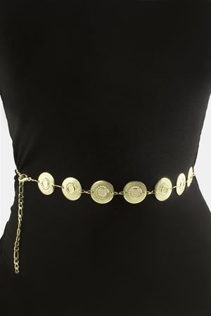 Noktalı Metal Zincir Kemer - Sarı