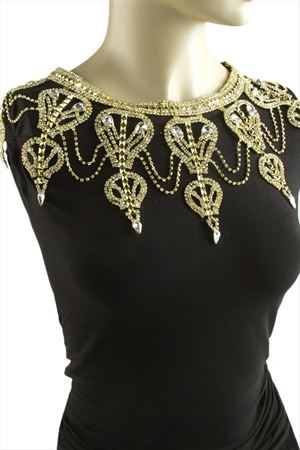 Damla Taşlı Omuz Kolyesi - Sarı