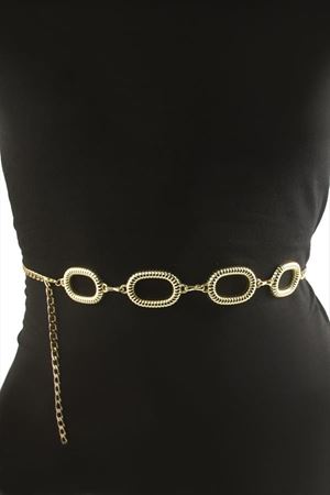 Oval Metal Zincir Kemer - Sarı