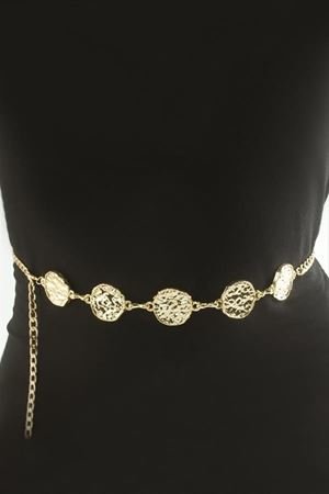 Yuvarlak Metal Zincir Kemer - Sarı