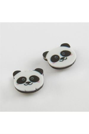Panda Mıknatıslı Plastik Çocuk Küpesi - Beyaz