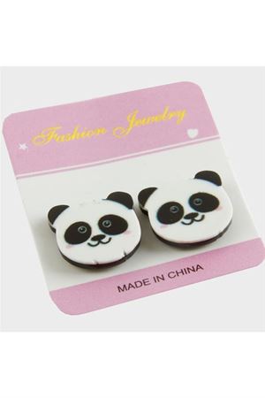 Panda Mıknatıslı Plastik Çocuk Küpesi - Beyaz