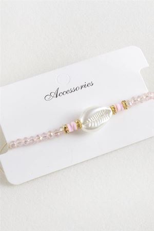 İnci Fimo Boncuk Kristal Makrome İp Bileklik - Açık Pembe