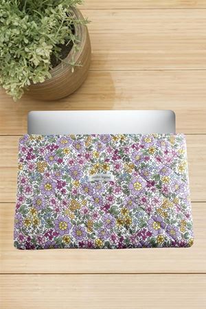 Çiçek Desenli Labtop Bilgisayar Çantası 13*14 inç - Ebruli