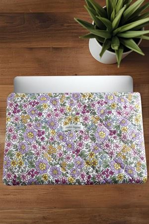Çiçek Desenli Labtop Bilgisayar Çantası 15*16 inç - Ebruli