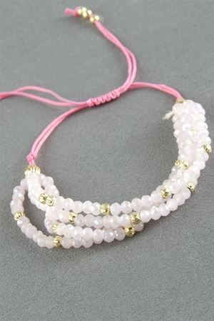 4'lü Karışık Kristal Bileklik - Açık Pembe