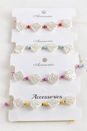 Baklava Boncuk İnci Makrome İp Bileklik - Yeşil