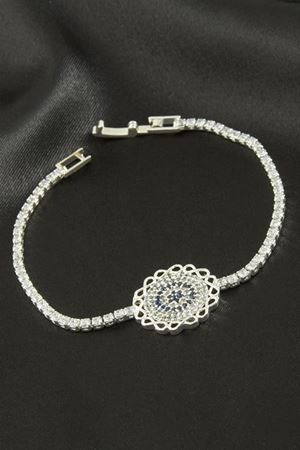 Çiçek Zirkon Taşlı Çocuk Bileklik 16 cm - Gümüş Rengi