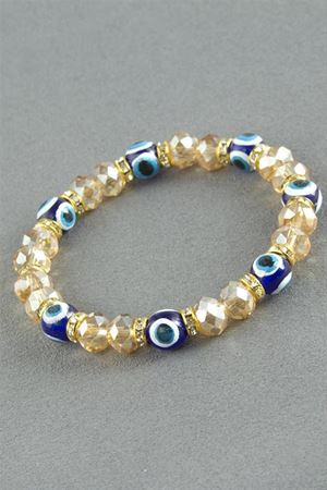Nazar Taşlı Kristal Bileklik - Sarı