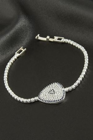 Oval Zirkon Taşlı Çocuk Bileklik 16 cm - Gümüş Rengi