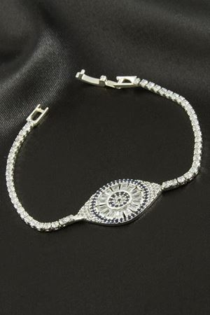 Oval Zirkon Taşlı Çocuk Bileklik 16 cm - Gümüş Rengi
