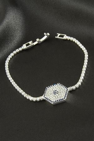 Altıgen Zirkon Taşlı Çocuk Bileklik 16 cm - Gümüş Rengi