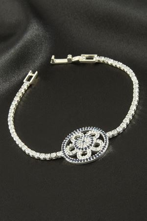 Çiçek Zirkon Taşlı Çocuk Bileklik 16 cm - Gümüş Rengi