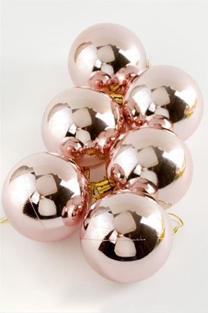 6 Adet Cici Top Yılbaşı Ağaç Süsü 6 cm - Roz