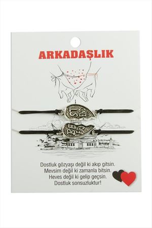 Best Friends Arkadaş Deri Bileklik - Siyah